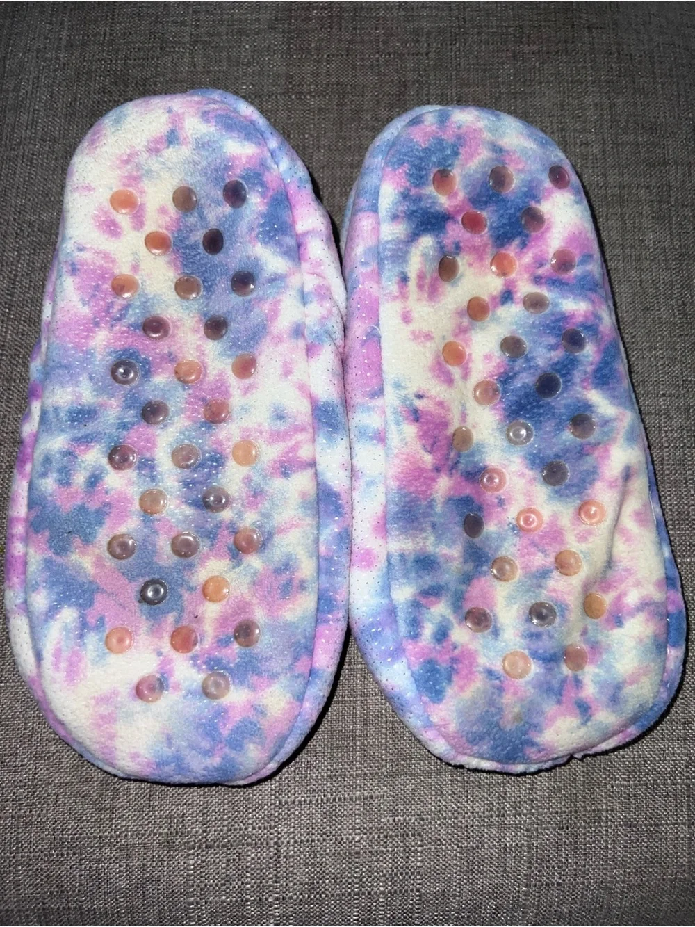 Kids Purple Tie-Dye Cozy Slippers with Bow